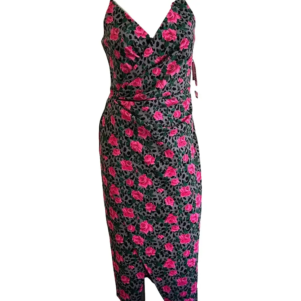 BETSY JOHNSON  floral spaghetti stripes bodycon dress NWT sz 4 - Picture 3 of 15